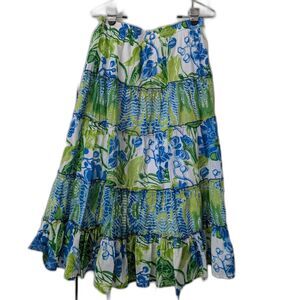 VTG CHOICES Colorful Tiered Flowy Boho Peasant Maxi Skirt Small Elastic Waist